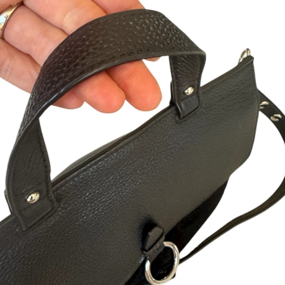 Rebecca Minkoff Keith black pebbled leather suede medium size satchel purse - Picture 10 of 14